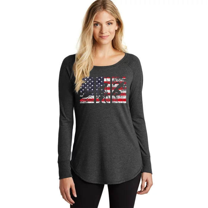 Triathlon Usa Flag Triathlete Athlete Sports Swim Run Bike Women's Perfect Tri Tunic Long Sleeve Shirt