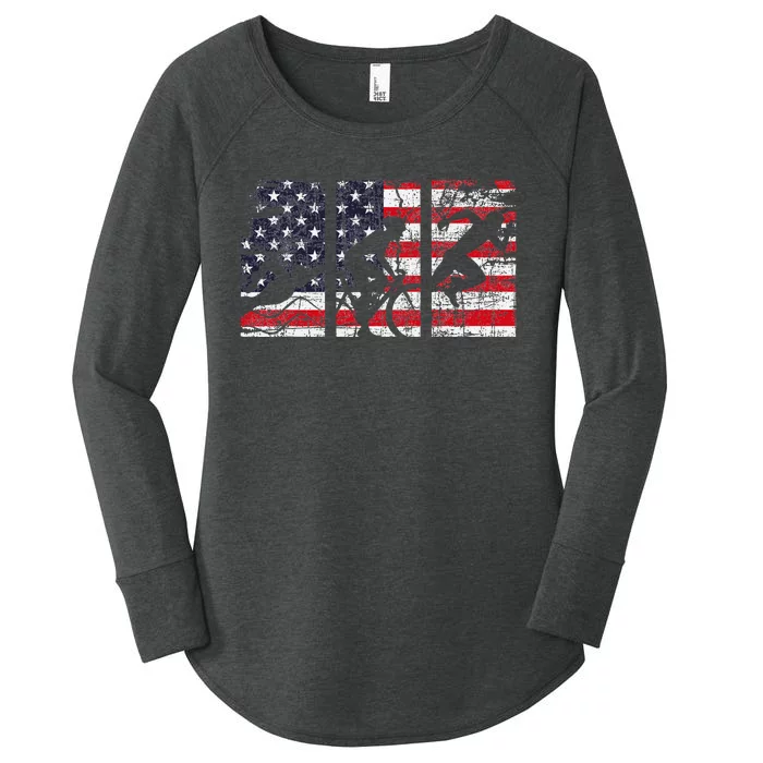 Triathlon Usa Flag Triathlete Athlete Sports Swim Run Bike Women's Perfect Tri Tunic Long Sleeve Shirt