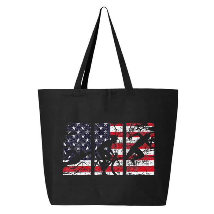 Triathlon Usa Flag Triathlete Athlete Sports Swim Run Bike 25L Jumbo Tote