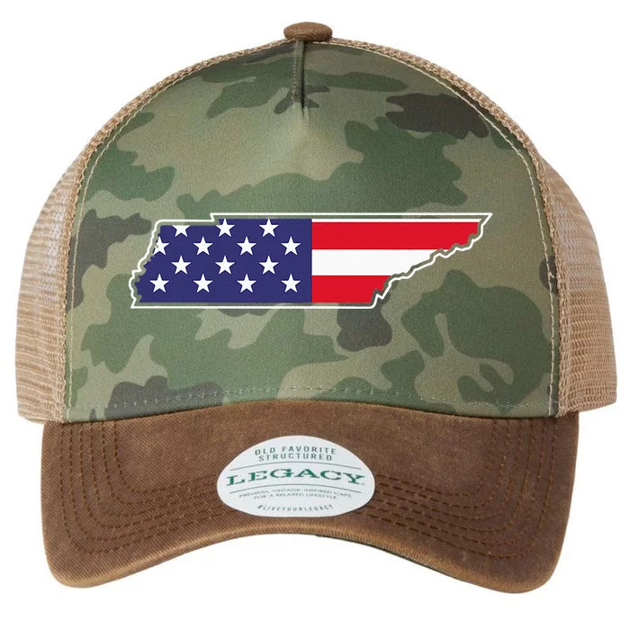 Tennessee USA Flag State Outline Patriotic American Legacy Tie Dye Trucker Hat