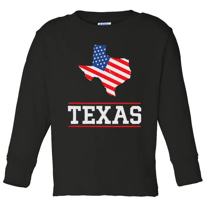 Texas US Flag - US State Texas Silhouette Texas Souvenir Toddler Long Sleeve Shirt