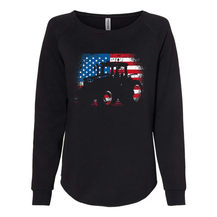 Tractor USA Flag Design For Patriotic Farmer Womens California Wash Sweatshirt