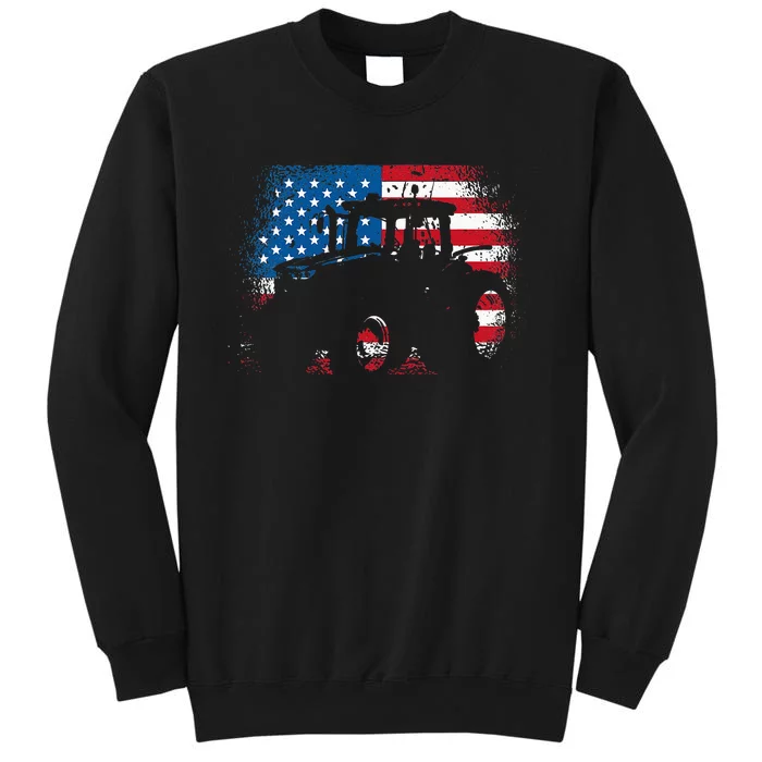 Tractor USA Flag Design For Patriotic Farmer Tall Sweatshirt