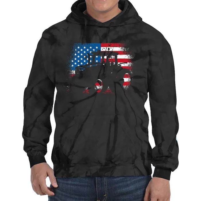 Tractor USA Flag Design For Patriotic Farmer Tie Dye Hoodie