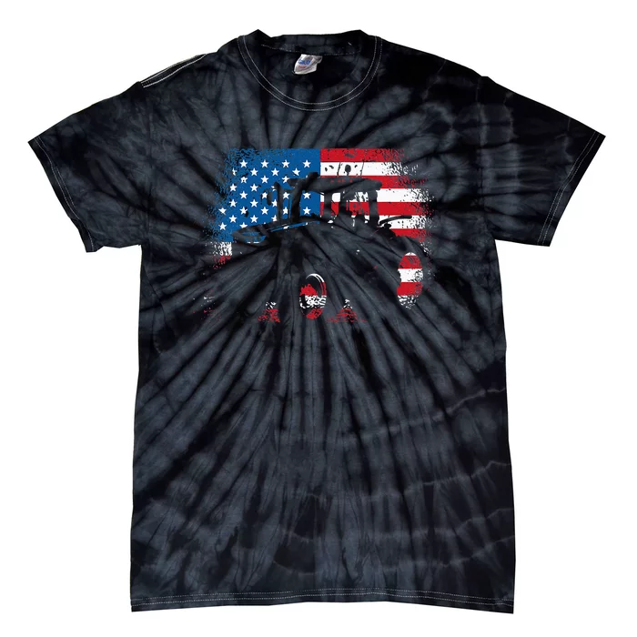 Tractor USA Flag Design For Patriotic Farmer Tie-Dye T-Shirt