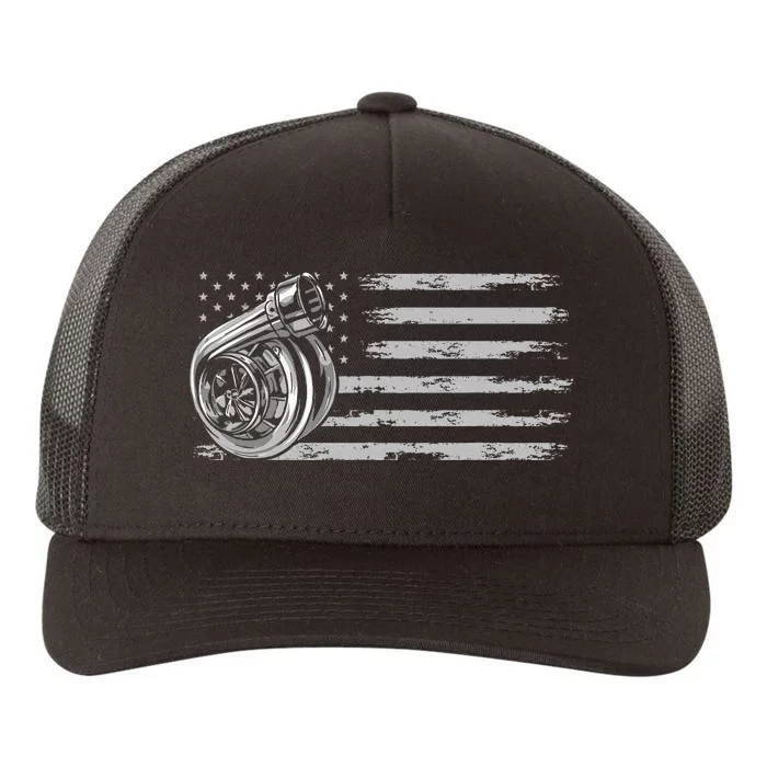 Turbo Us Flag Tuner Car Guy Car Enthusiast Racing Drifting Yupoong Adult 5-Panel Trucker Hat