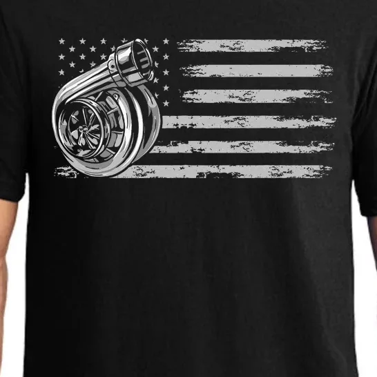 Turbo Us Flag Tuner Car Guy Car Enthusiast Racing Drifting Pajama Set