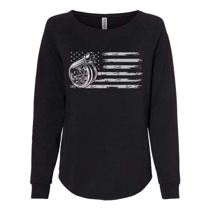 Turbo Us Flag Tuner Car Guy Car Enthusiast Racing Drifting Womens California Wash Sweatshirt