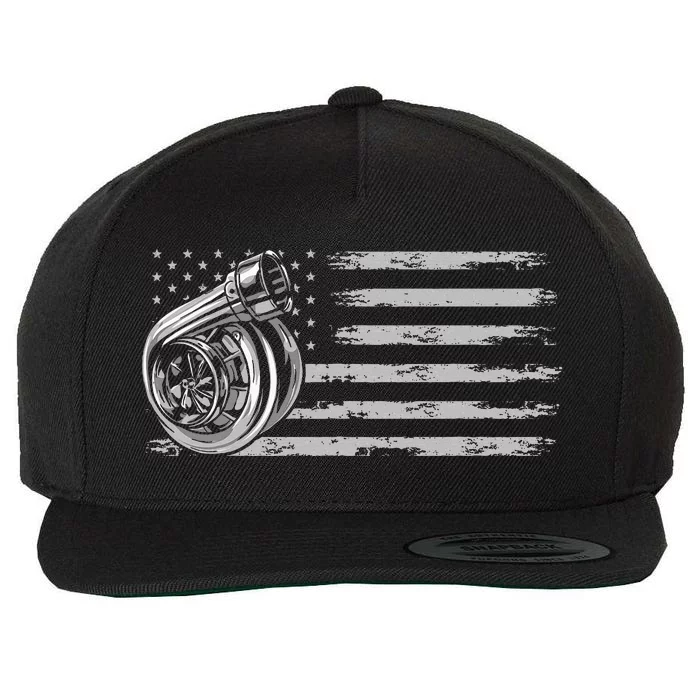 Turbo Us Flag Tuner Car Guy Car Enthusiast Racing Drifting Wool Snapback Cap