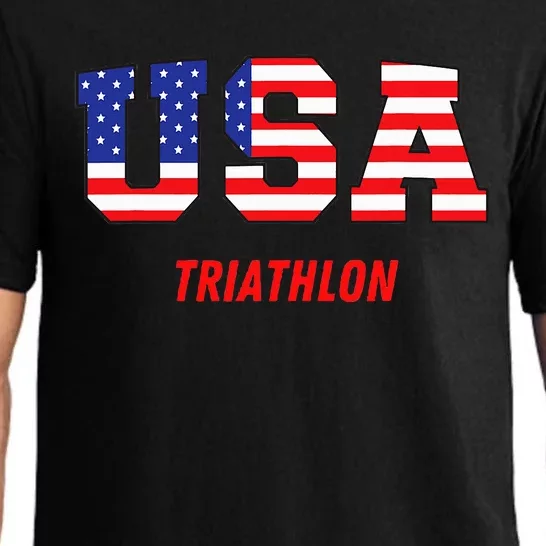 Triathlon Usa Go Team Sport Patriotic American Flag Pajama Set