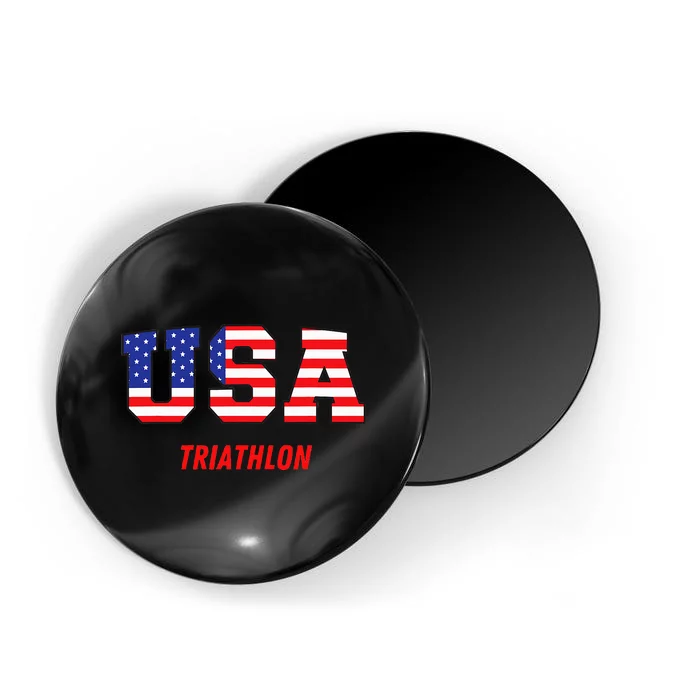 Triathlon Usa Go Team Sport Patriotic American Flag Magnet