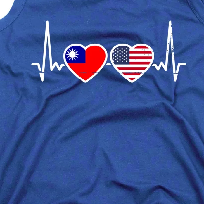 Taiwan Usa Heartbeat Taiwanese American Flag Funny Gift Tank Top