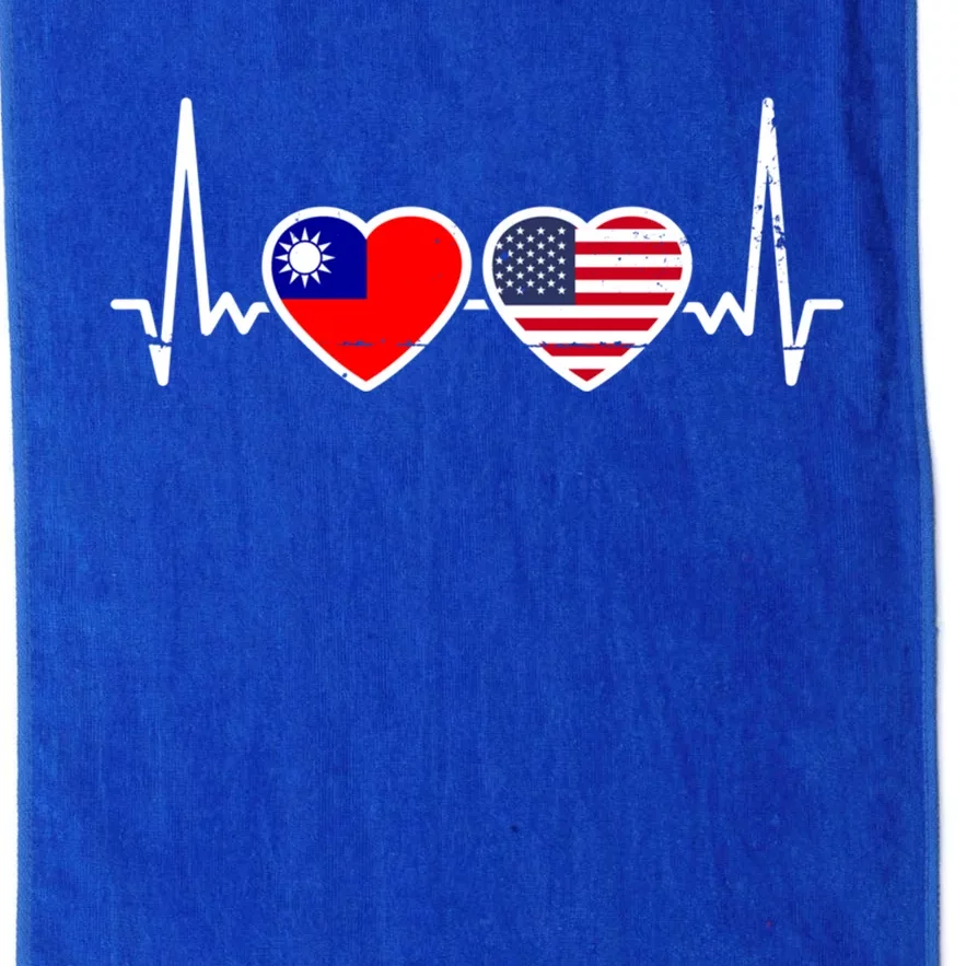 Taiwan Usa Heartbeat Taiwanese American Flag Funny Gift Platinum Collection Golf Towel