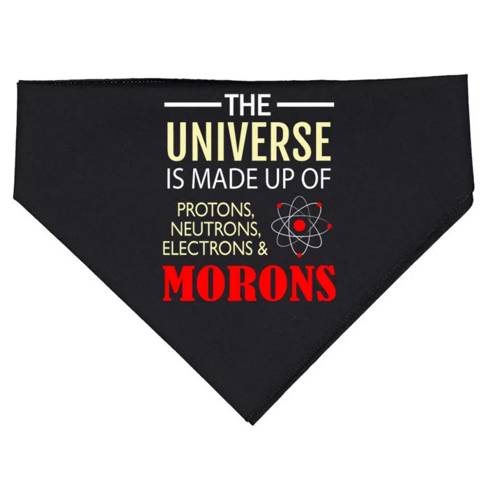 The Universe Is Made Of Protons Neutrons Electrons And Morons USA-Made Doggie Bandana