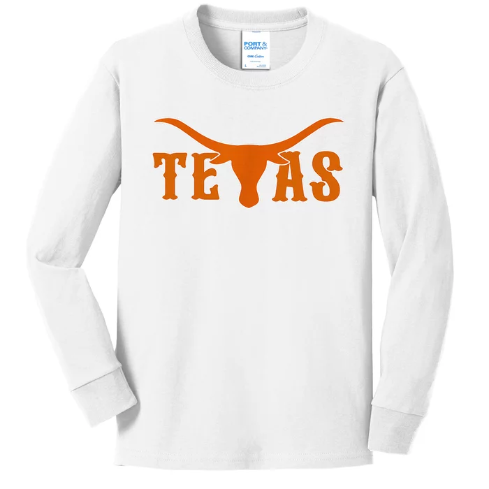 Texas Usa Longhorn Austin Pride Bull American Kids Long Sleeve Shirt