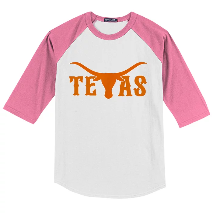 Texas Usa Longhorn Austin Pride Bull American Kids Colorblock Raglan Jersey