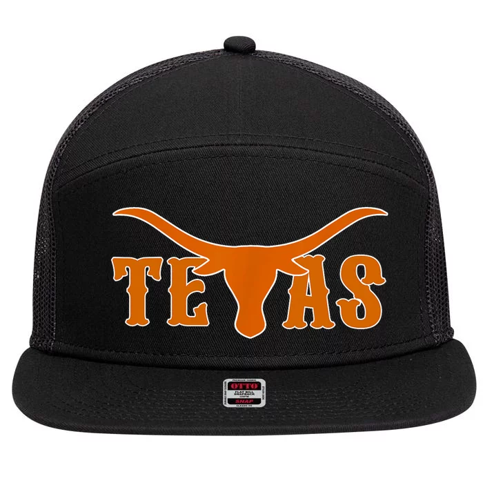 Texas Usa Longhorn Austin Pride Bull American 7 Panel Mesh Trucker Snapback Hat