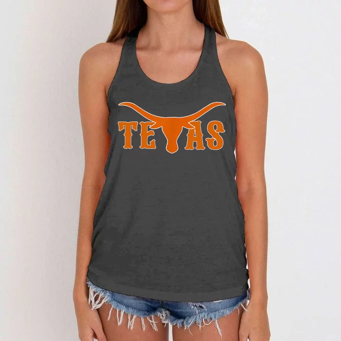 Texas Usa Longhorn Austin Pride Bull American Women's Knotted Racerback Tank