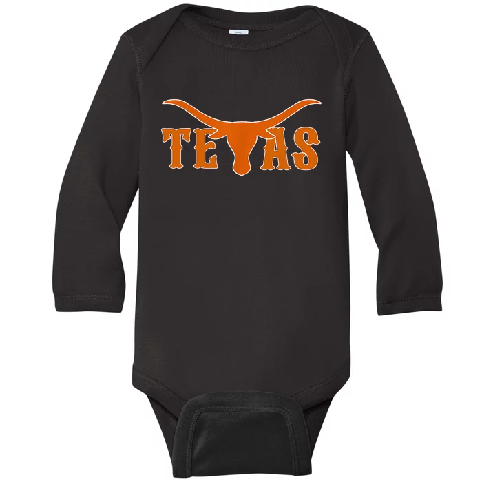 Texas Usa Longhorn Austin Pride Bull American Baby Long Sleeve Bodysuit