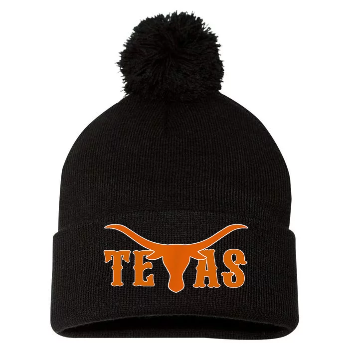 Texas Usa Longhorn Austin Pride Bull American Pom Pom 12in Knit Beanie