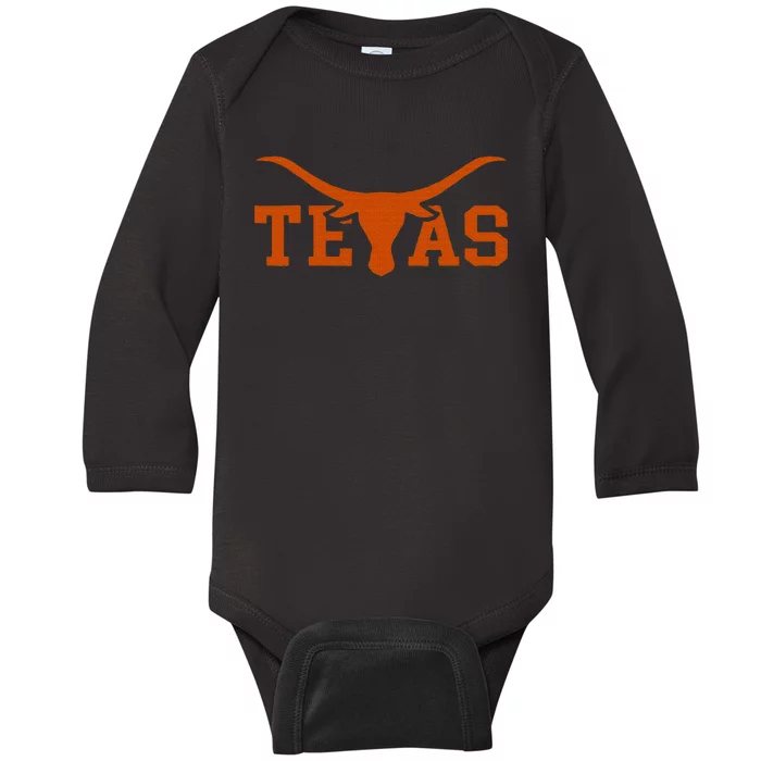 Texas Usa Longhorn Bull America Baby Long Sleeve Bodysuit