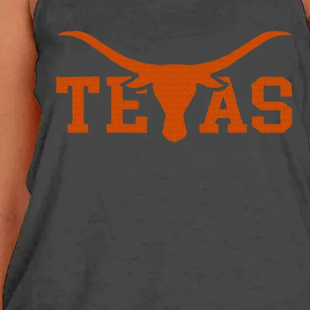 Texas Usa Longhorn Bull America Women's Knotted Racerback Tank