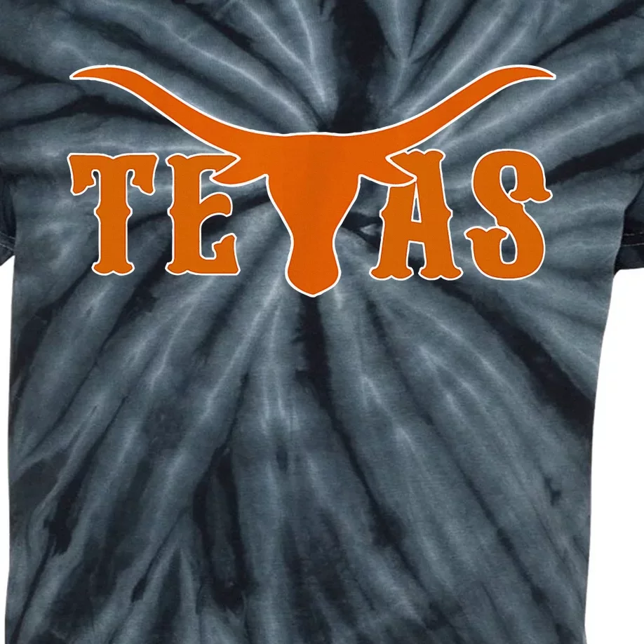 Texas Usa Longhorn Austin Pride Bull American Kids Tie-Dye T-Shirt