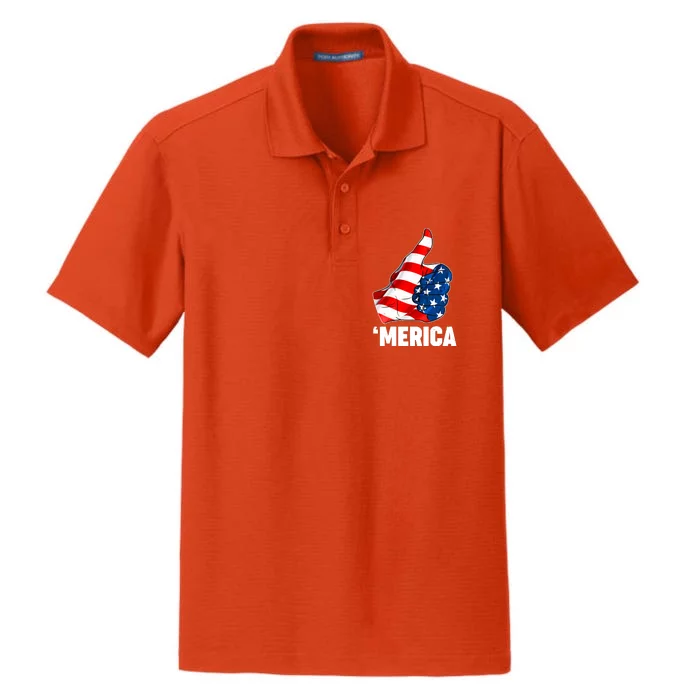 Thumbs Up Merica USA American Flag Dry Zone Grid Performance Polo