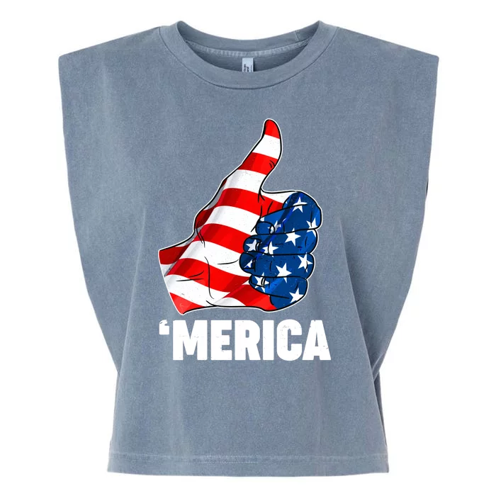 Thumbs Up Merica USA American Flag Garment-Dyed Women's Muscle Tee