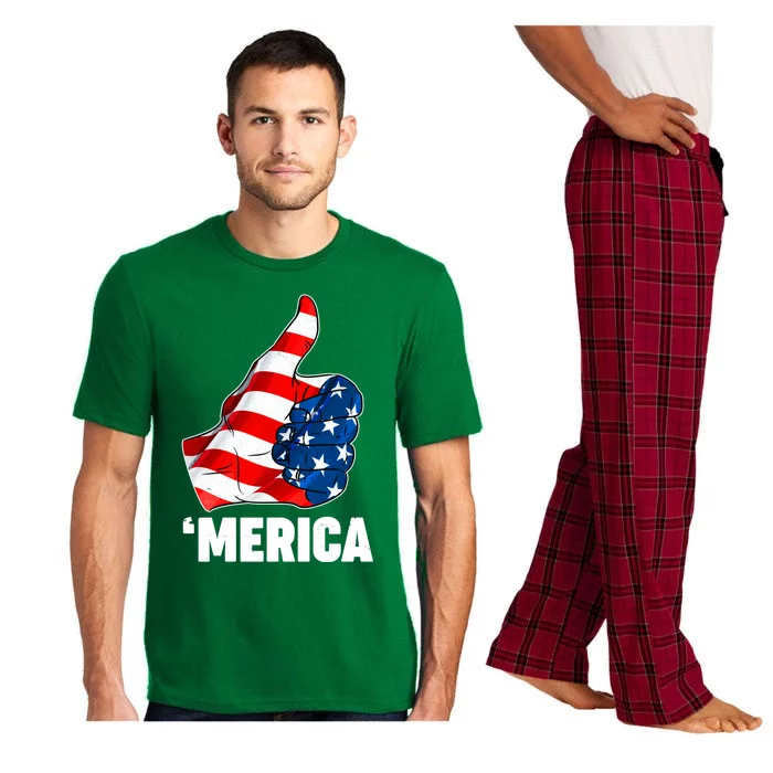 Thumbs Up Merica USA American Flag Pajama Set