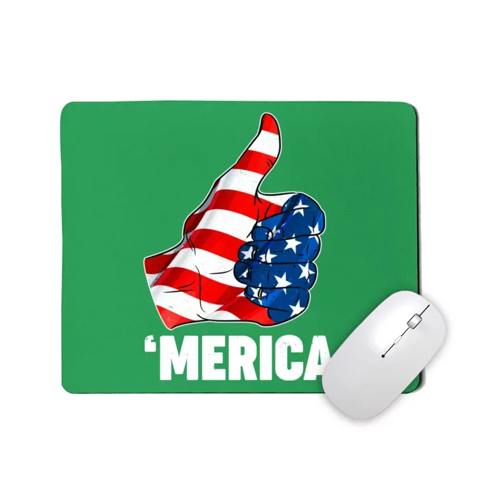 Thumbs Up Merica USA American Flag Mousepad