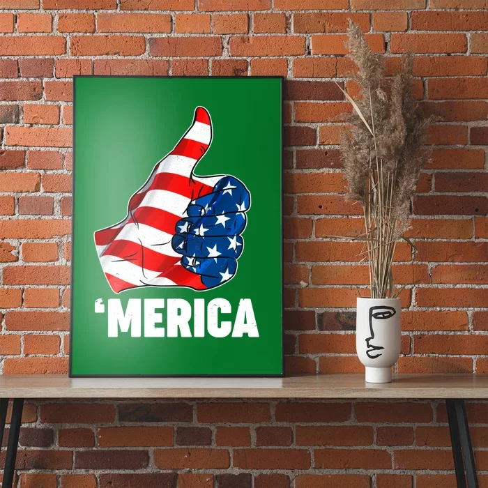 Thumbs Up Merica USA American Flag Poster