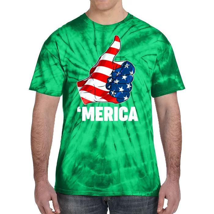 Thumbs Up Merica USA American Flag Tie-Dye T-Shirt