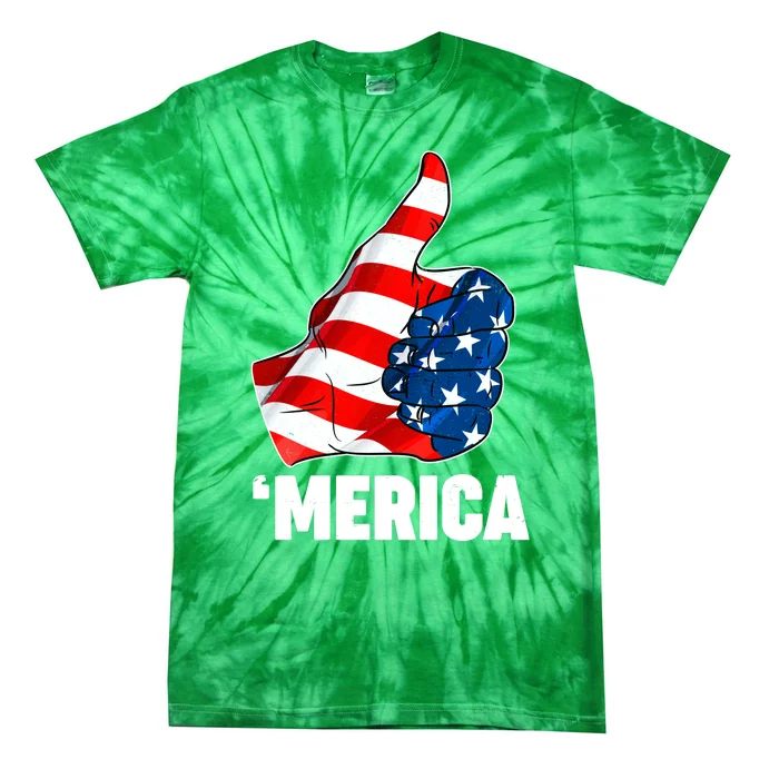 Thumbs Up Merica USA American Flag Tie-Dye T-Shirt