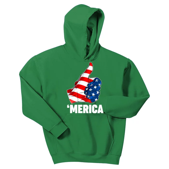 Thumbs Up Merica USA American Flag Kids Hoodie