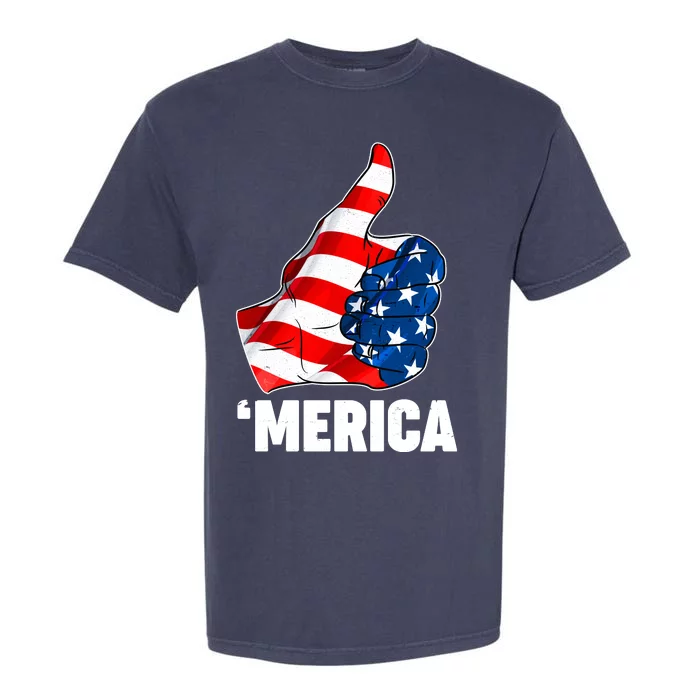 Thumbs Up Merica USA American Flag Garment-Dyed Heavyweight T-Shirt