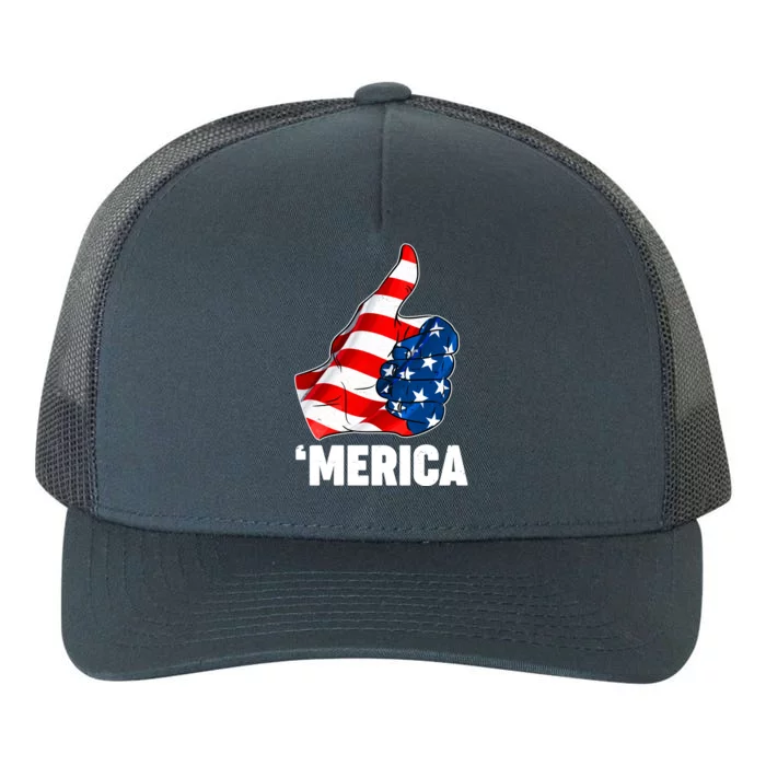 Thumbs Up Merica USA American Flag Yupoong Adult 5-Panel Trucker Hat