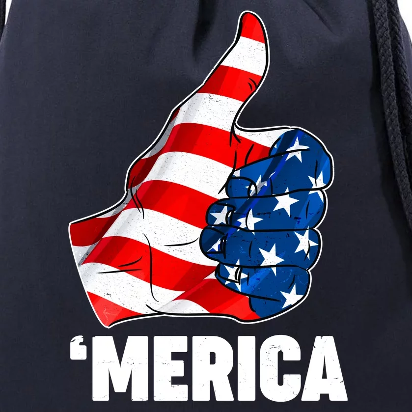 Thumbs Up Merica USA American Flag Drawstring Bag