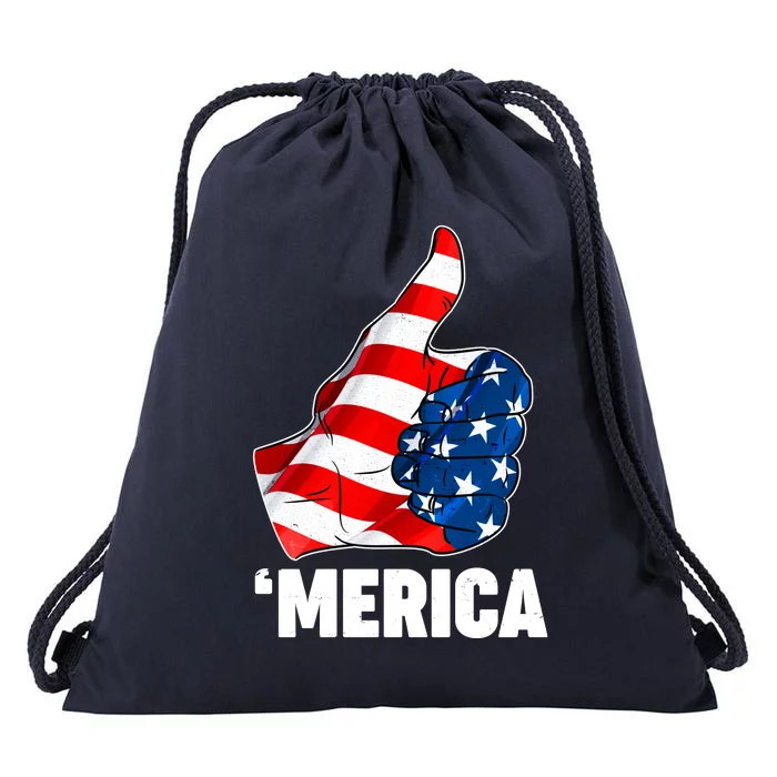 Thumbs Up Merica USA American Flag Drawstring Bag