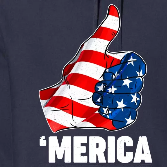 Thumbs Up Merica USA American Flag Premium Hoodie