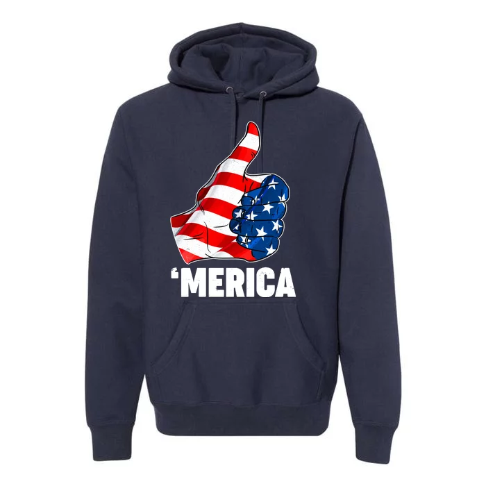 Thumbs Up Merica USA American Flag Premium Hoodie