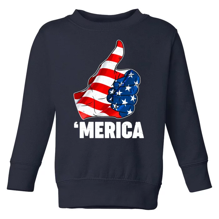 Thumbs Up Merica USA American Flag Toddler Sweatshirt