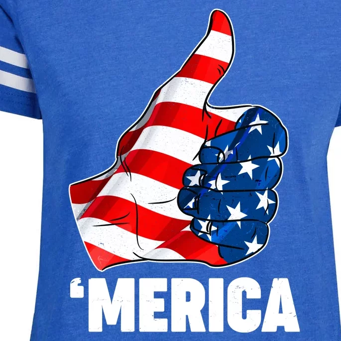 Thumbs Up Merica USA American Flag Enza Ladies Jersey Football T-Shirt