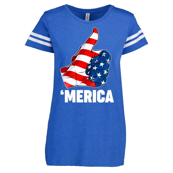 Thumbs Up Merica USA American Flag Enza Ladies Jersey Football T-Shirt