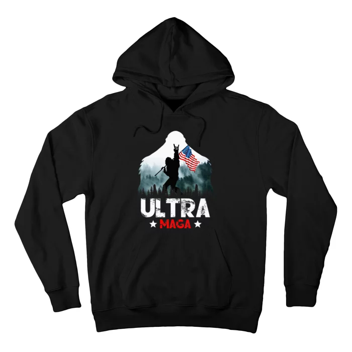 Trump Ultra Maga Funny Bigfoot Bring Flag For Republican Hoodie