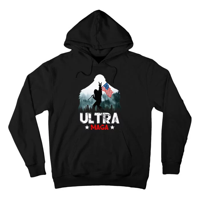 Trump Ultra Maga Funny Bigfoot Bring Flag For Republican Tall Hoodie