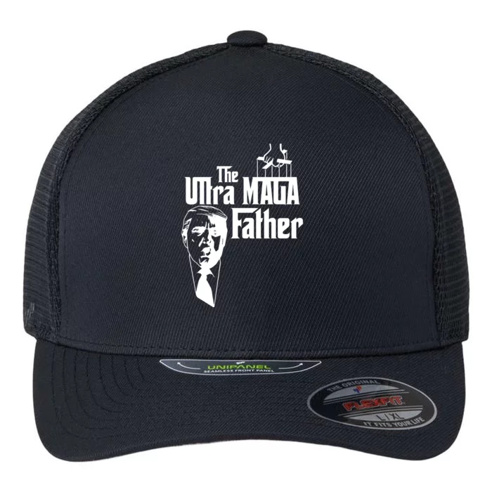 The Ultra MAGA Father Trump 2024 USA Parody Flexfit Unipanel Trucker Cap