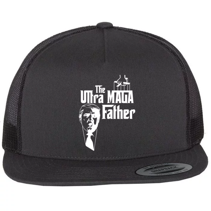 The Ultra MAGA Father Trump 2024 USA Parody Flat Bill Trucker Hat