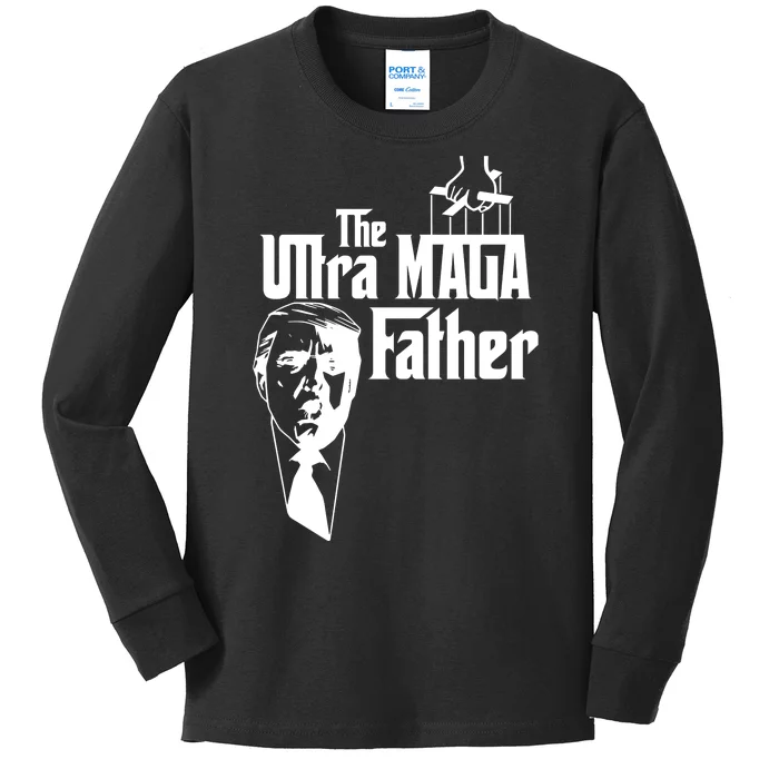 The Ultra MAGA Father Trump 2024 USA Parody Kids Long Sleeve Shirt