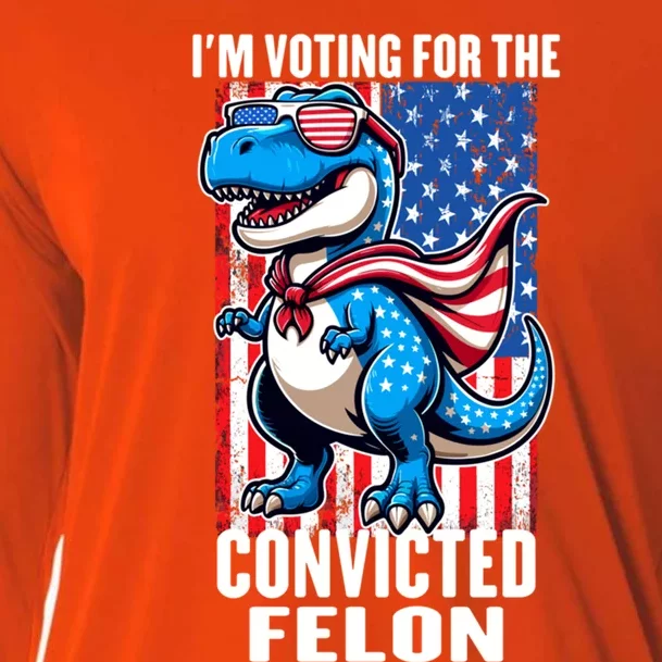 Trex Usa Patriotic Flag IM Voting For The Convicted Felon Gift Cooling Performance Long Sleeve Crew